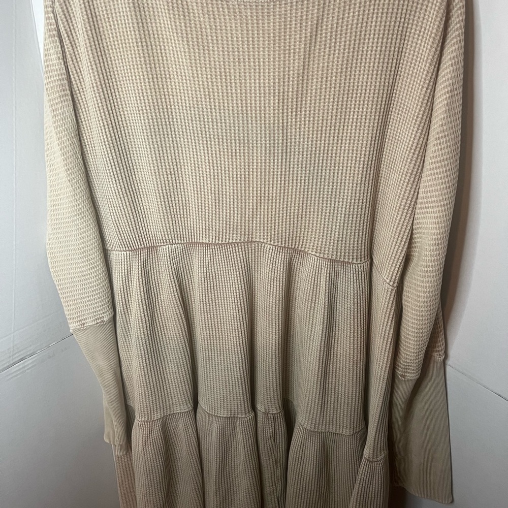FREE PEOPLE JOLENE Thermal Waffle Knit Button Up Henley Babydoll Dress Sz S - Picture 5 of 6